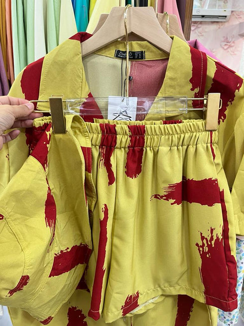 DOUBLE D Contrast Graffity Print Co-Ord Set with Bucket Cap